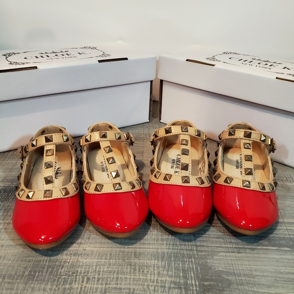 Chloe K. Toddler Girl Rock Stud Red Dress Shoes - Picture 2 of 8